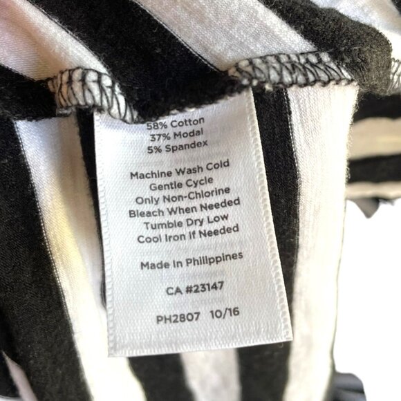 T by Talbots Size LP Black & White Scoop Neck Short Sleeve Midi Striped Dress - Picture 7 of 7